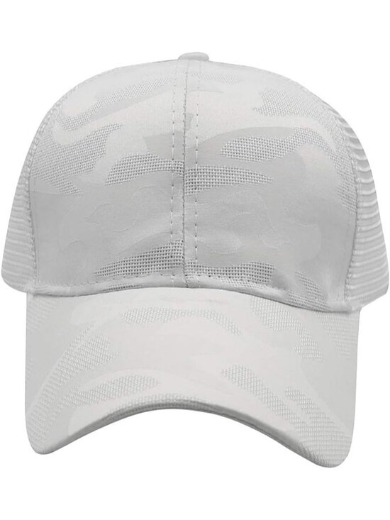 〽️Women White Black 2 High Ponytail Baseball Cap Trucker Bad Hair Day Adjustable